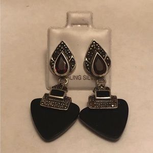 Onyx and Garnet Earrings